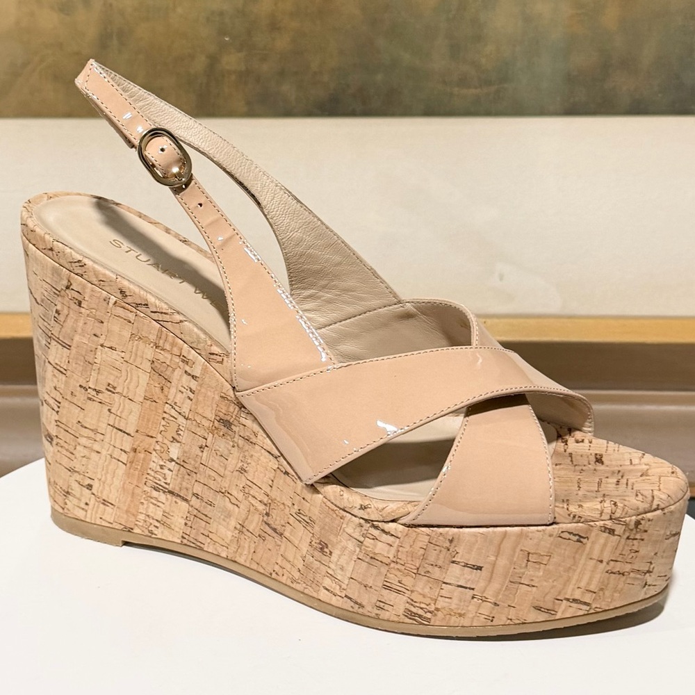 🌹STUART WEITZMAN🌹 Dayna Slingback Wedge Adobe Beige Size: 7.5B - Picture 5 of 12